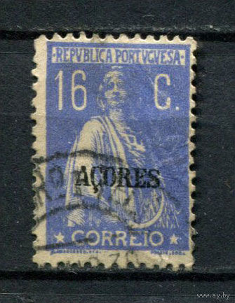 Португальские колонии - Азорские острова - 1921/1930 - Надпечатка ACORES на марках Португалии. Жница 16С - [Mi.215] - 1 марка. Гашеная.  (Лот 96AR)