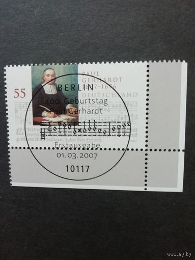 Германия. 2007 Марка "400 лет со дня рождения теолога Пауля Герхарда" (гашеная с клеем) Mi.2592 каталог 1.00 евро