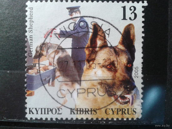 Кипр, 2005. Немецкая овчарка- служебная собака