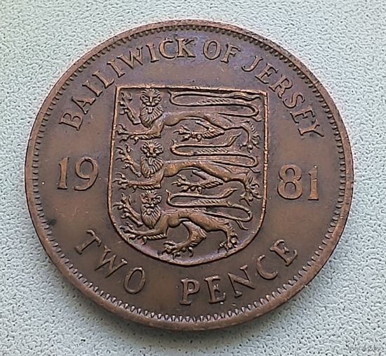 Джерси 2 Пенса, 1981 (Один год чекана, 50000 шт)  6-5-1