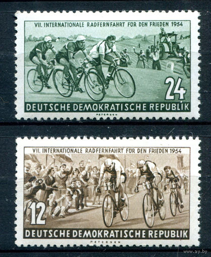 ГДР - 1954г. - Международный велопробег - 2 марки - полная серия, MNH [Mi 426-427]. #1-GG-10-B-1