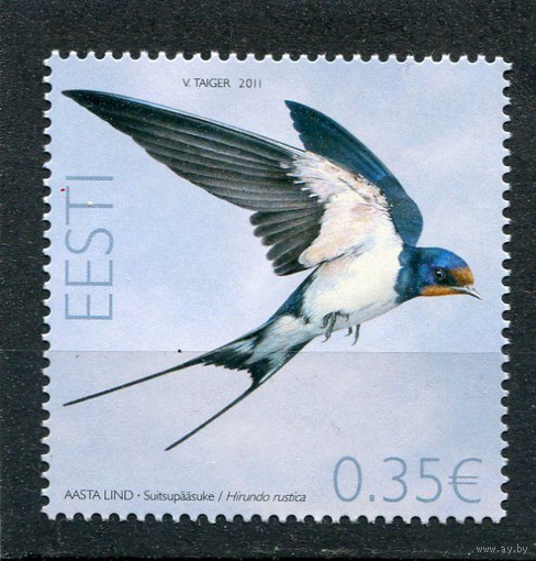 Эстония 2011. Фауна. Птица года. Деревенская ласточка. 1м**