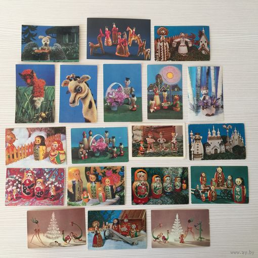 Календарики "Игрушки", 1978 - 1982. 19 штук одним лотом.