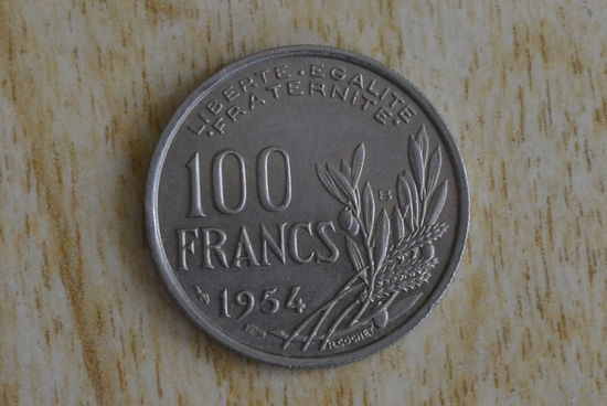 Франция 100 франков 1954 В  с 1 руб