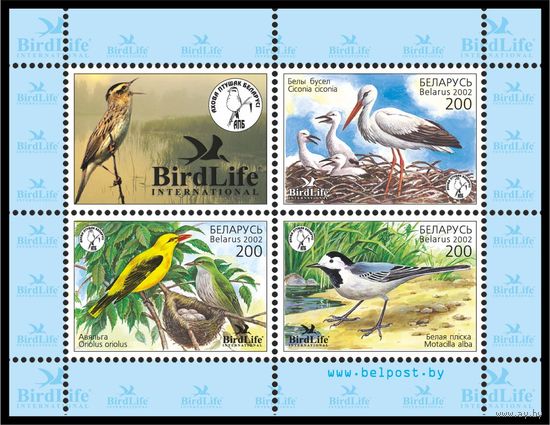 2002 БЕЛАРУСЬ блок коллекционных марок Птицы года MNH