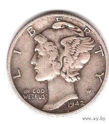 США 10 центов 1942 г. С рубля