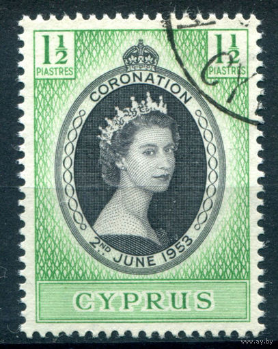 Британские колонии - Кипр - 1953г. - коронация королевы Елизаветы II - 1 марка - полная серия, гашёная [Mi 163]. #2-Bc-40-A-1