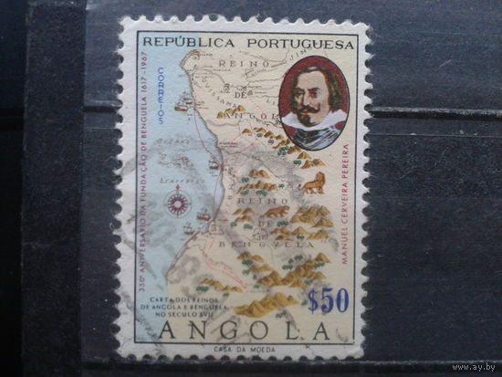 Ангола, колония Португалии, 1967. 350 лет основания Бенгелы, карта
