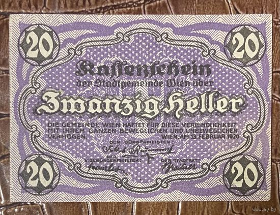 Нотгельд Австрия Вена 20 геллеров 1920 год