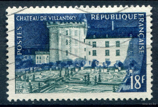Франция - 1954г. - архитектура, замок Вилландри - 1 марка - полная серия, гашёная [Mi 1021]. #2-Fr-43-A-2