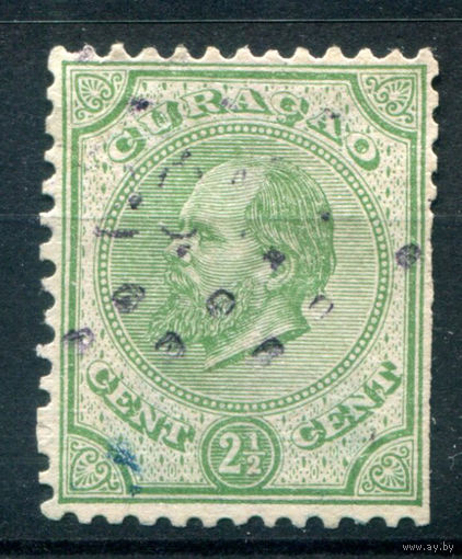 Нидерландские колонии - Кюрасао - 1876/89г. - король Вильгельм III, 2 1/2 с - 1 марка - гашёная. #3-WB-69-A-1