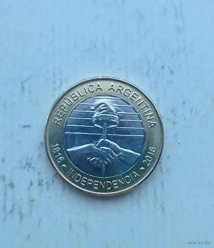 Аргентина 2 песо 2016 год 200 лет независимости Аргентины 1816-2016 биметалл