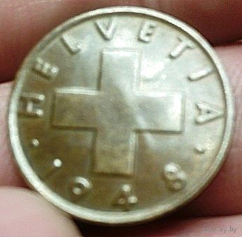 ШВЕЙЦАРСКАЯ КОНФЕДЕРАЦИЯ 2 РАППЕНА 1948 В. БРАК. ХОЛОСТОЕ СОУДАРЕНИЕ ШТЕМПЕЛЕЙ.
