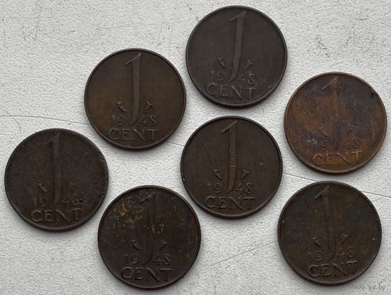 Нидерланды 1 цент 1948 г. Цена за 1 шт.