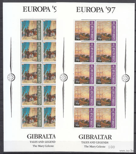 Флот. Парусные корабли. Мария Селеста. Гибралтар. 1997. 4 малых листа. 2 скана. Michel N 783-786 (70,0 е)
