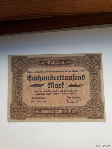 Германия Криминтау нотгельд 100000 марок 1923