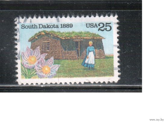 США-1989, (Мих.2041),  гаш., Штат Южная Дакота, Цветы (одиночка)