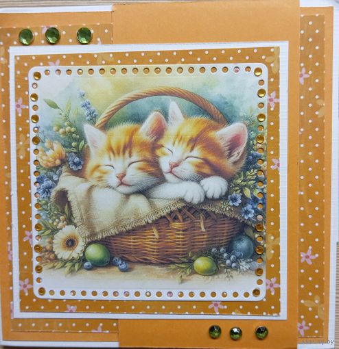 О-11. ПОДПИСАННАЯ ОТКРЫТКА. НИДЕРЛАНДЫ. ОТКРЫТКА РУЧНОЙ РАБОТЫ. КОТЫ.