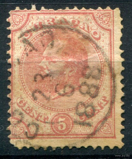 Нидерландские колонии - Кюрасао - 1876/89г. - король Вильгельм III, 5 с - 1 марка - гашёная. #3-WB-69-A-1