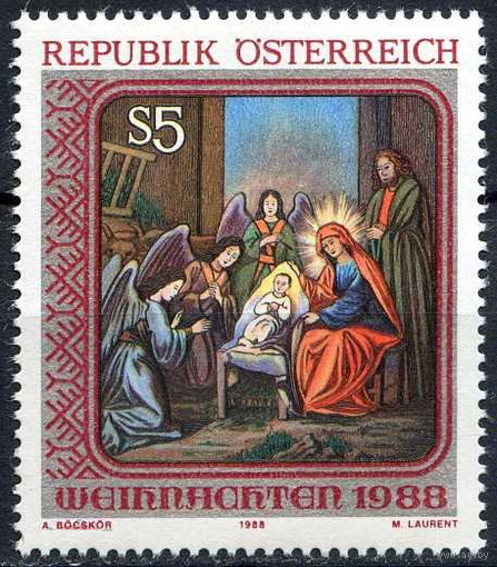 Австрия 1988 Рождество Живопись Серия 1 м. MNH\\о7