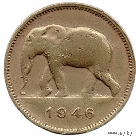 Колония Бельгийское Конго. 2 франка 1946. Фауна. Слон.