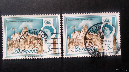 ВЕЛИКОБРИТАНИЯ \233вк\Бермуды - 1962. Королева. Штемпель хороший