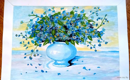 Картина натюрморт цветы пейзаж акварель