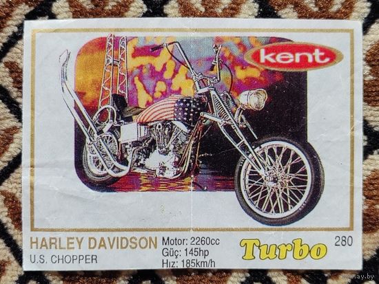 Вкладыш Turbo (Турбо) 5 серия (261-330, Yellow, золотая толстая рамка), номер 280, Harley Davidson U.S. Chopper. Возможен небольшой торг.