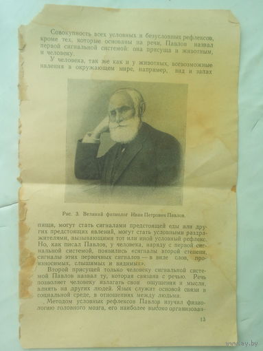 Лист из книги о физиологе И.П.Павлове