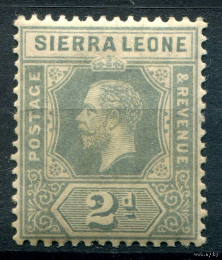 Британские колонии - Сьерра-Леоне - 1912г. - король Георг V, 2 P - 1 марка - MNH, есть надпись карандашом на клее и пятнышко на зубчике перфорации [Mi 84]. #4-B5-130-A-1