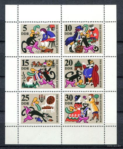 ГДР - 1968г. - Сказки. Кот в сапогах - 1 малый лист - полная серия, MNH [Mi 1426-1431]. #O-Se-Z-2-38