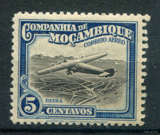 Португальские колонии - Мозамбик - 1935г. - авиация, авиапочта, 5 с - 1 марка - MH с жёлтым пятном на клее. Без МЦ!