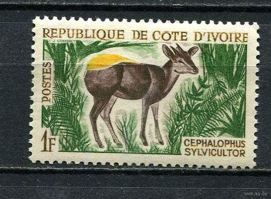 Кот-д 'Ивуар - 1964 - Фауна. Желтоспинный дукер 1F - [Mi.259] - 1 марка. MNH.  (Лот 22HB)-T4P48