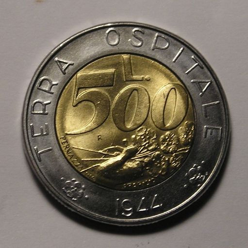 Сан-Марино, 500 Лир 1991 "Освобождение 1944"