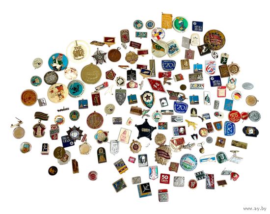 Лот с 1 рубля. Значки сборные