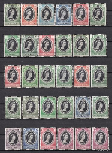 4.BrKS. Великобритания. Колонии. Коронация Елизаветы II. 1953 г. Полная серия. 62 шт. (* - описание).