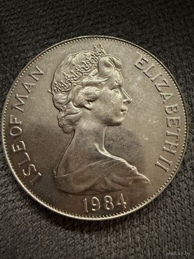Монета. 1 крона Острова Мэн 1984 года выпуска, посвященная XXIII летним Олимпийским играм в Лос-Анджелесе