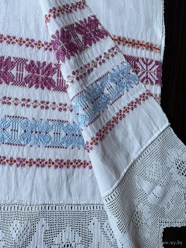 Старинный вышитый ручник рушник лен