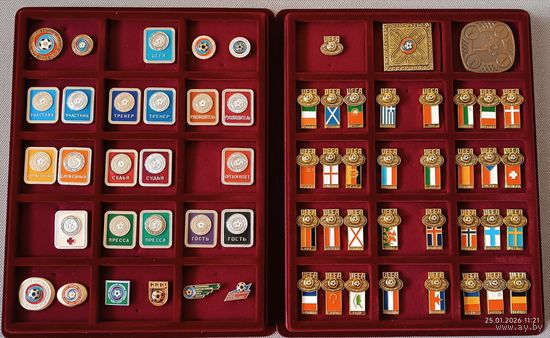 Футбол Чемпионат Европы юноши 1984 (служебные и сувенирные значки + медаль)