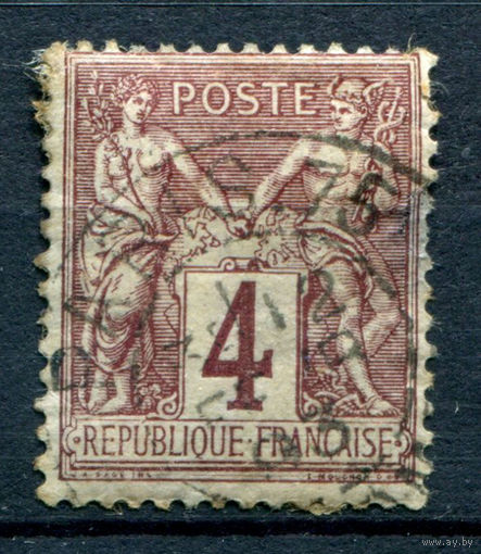 Франция (Республика) - 1877/78г. - аллегория, 4 с - 1 марка - гашёная [Mi 71]. #1-Fr-11-A-1