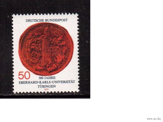 Германия(ФРГ)-1977,(Мих.946), *(след от накл.),  Университет в Тюбингене