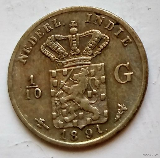 Голландская Ост-Индия 1/10 гульдена, 1891 1-7-28