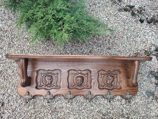 Винтажная Дубовая Резная Вешалка для Одежды, ХХ век Европа