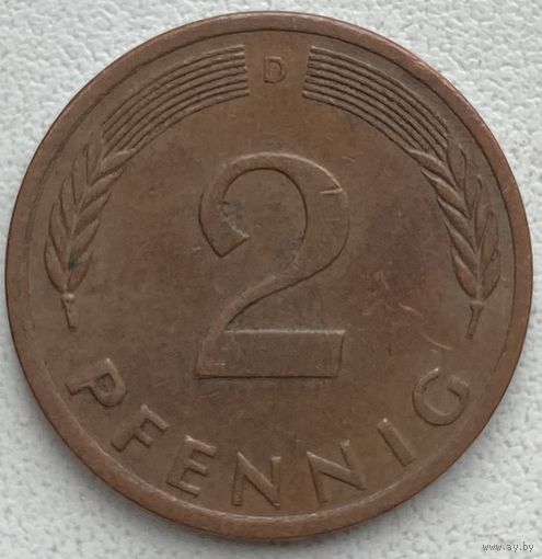 Германия 2 пфеннига 1976 г. D
