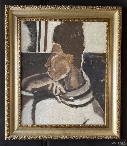 Кищенко А.М "У окна", 1970г. Холст, масло, ДВП. Размер с рамой 56х65 см.