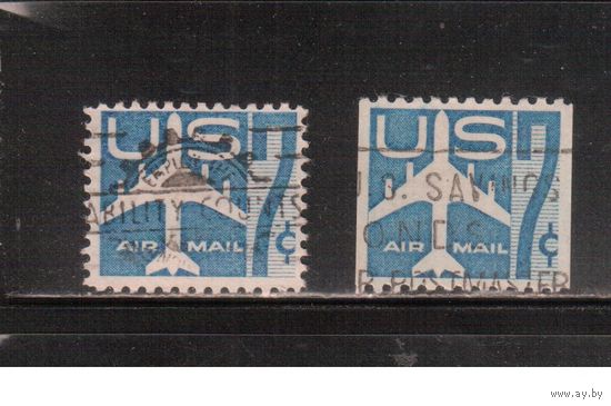 США-1958, (Мих.732 А+С), гаш., Стандарт, Авиапочта  ,2 зубцовки