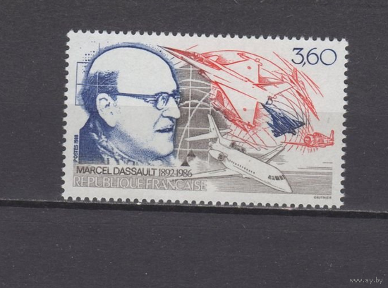 Франция 1988 авиаконструктор, самолеты Марсель Дассаульт, **\\5