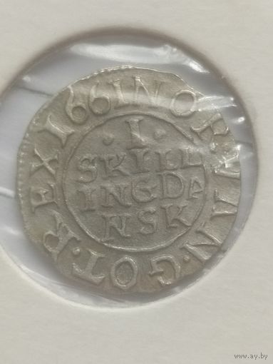 1 скиллинг 1661г.Король Фредерик (Норвегия)