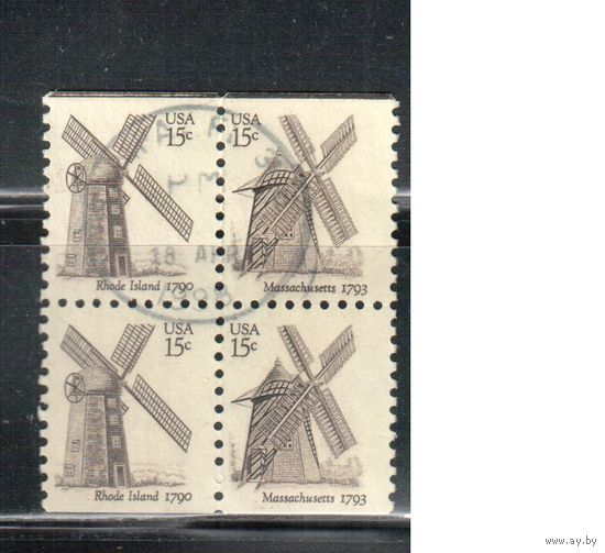 США-1980, (Мих.1416-1417) , гаш.  , Стандарт, "Американа", Мельницы