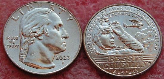 США квотер 2023 г. Выдающиеся женщины - Бесси Колман